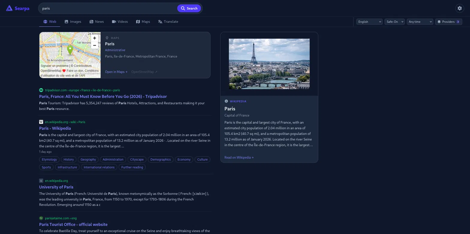 A single search, blended from many independent sources.